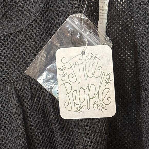 Free People Beach womens medium black full length beach cover up new fishnet - Picture 4 of 5